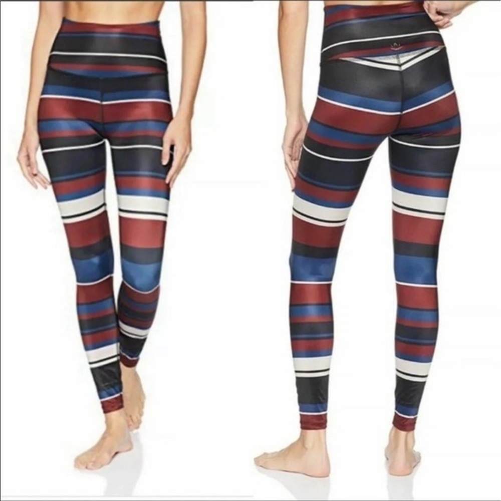 Beyond Yoga Fallen Stripe Lux High Waisted 7/8 Yoga Legging Pants Medium